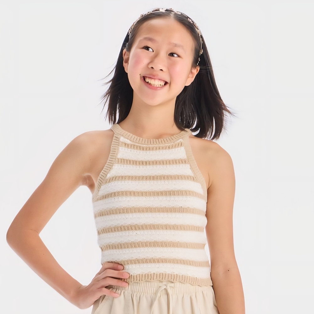 Art Class Cream and Tan Knit Top